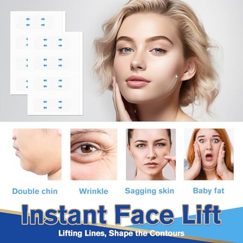 Face Tape Lifting Invisible, 180Pcs Face Lift Tape, Instant Lift Neck Tape Before Makeup, Facelift Tape for Lifting Sagging Skin Wrinkle Lifter Tapes Gift for Turkey Neck,Jowl,Double Chin