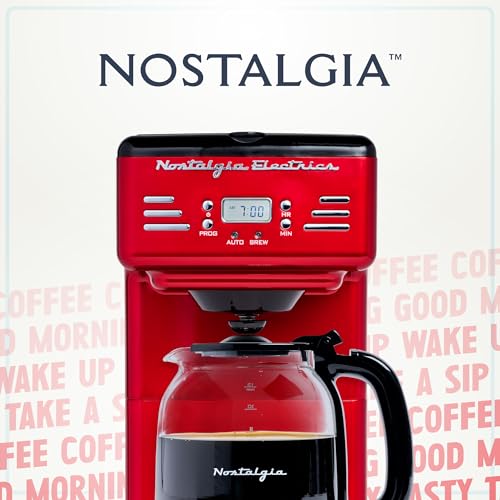 Nostalgia Red 12-Cup Programmable Coffee Maker with LED Display & Auto Shut-Off