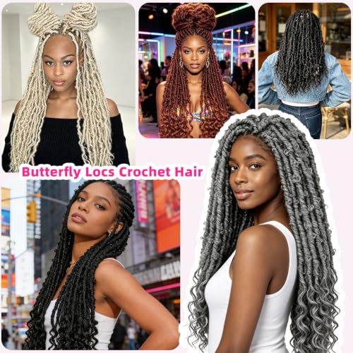 24 Inch Butterfly Locs Crochet Hair - Goddess Locs Synthetic Hair 6 Packs