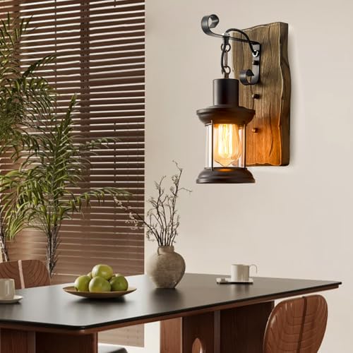 Farmhouse Wall Sconces 2 Pack Rustic Indoor Wall Lights with Clear Glass - NDDSWM