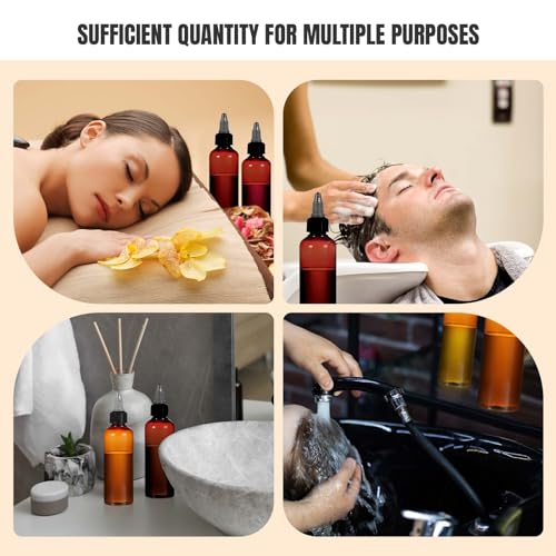 50 Pack 3.4 oz Amber Hair Oil & Applicator Bottles with Funnels - Travel Size
