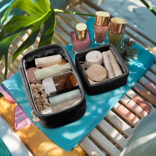 Black Small & Mini Clear Makeup Bag for Travel & Purse - Pocmimut