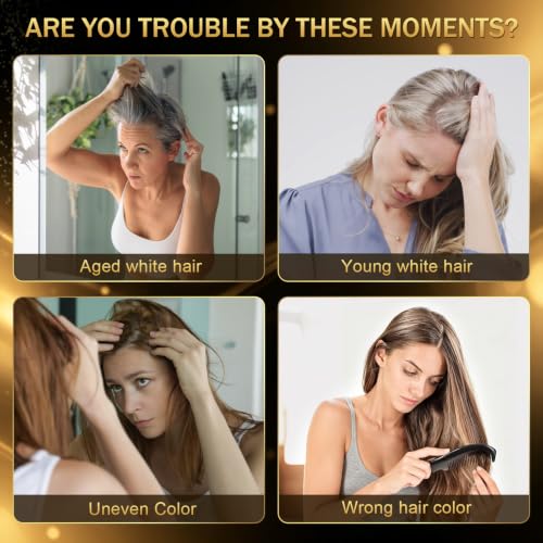 Light Brown Hair Dye Shampoo for Gray Coverage - 3 in 1 Hair Color Shampoo - Gentle & Natural Formula