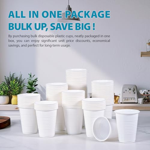Disposable Plastic Cups 2000 Pack - 5 oz White Tumbler - Bulk Party Drinkware