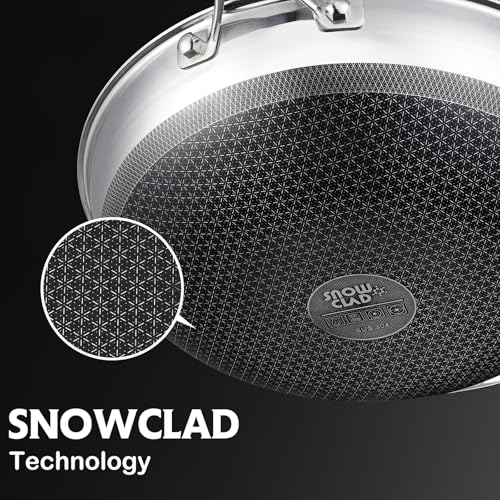 SNOWCLAD 13-Inch Nonstick Wok Pan with Lid, Induction Safe, Dishwasher Friendly
