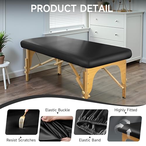 PU Leather Massage Table Cover Wipeable Waterproof & Oilproof 32-Inch Black - 1 PCS