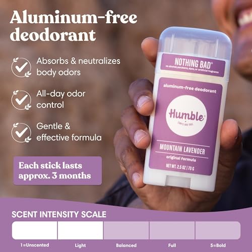 Humble Aluminum-Free Deodorant Mountain Lavender 2.5 oz Stick - Pack of 3, Lavender/2.5 Oz/Pack of 3/Aluminum Free Original