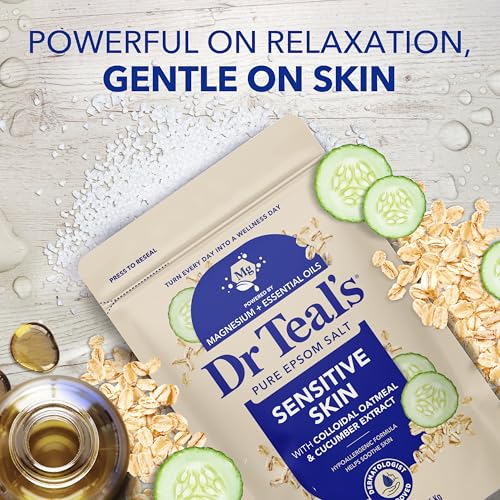 Epsom Salt Soak for Sensitive Skin with Colloidal Oatmeal & Cucumber - 12 lbs