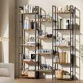 Shintenchi 5 Tier Large Bookcase - Tall Open Shelves Triple Bookcase