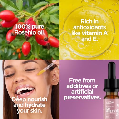 FUNAT 100% Pure Rosehip Oil ?Facial & Skin Moisturizer ? 0.3 FL OZ | Aceite de Rosa Mosqueta Puro (Pack of 2)