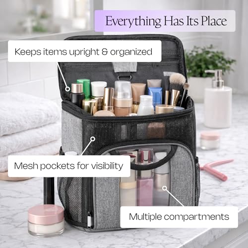 Opaal 11-Inch Vertical Makeup & Hair Tool Organizer Bag for Travel