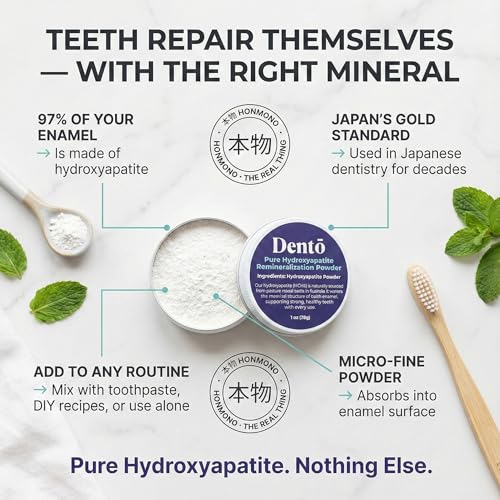 Dento Hydroxyapatite Tooth Powder 1oz Enamel Strengthener Natural Remineralizer