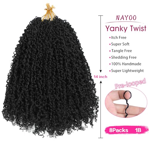 Pre-Looped Yanky Twist Crochet Hair 14in 8-Pack for Natural Protective Styles