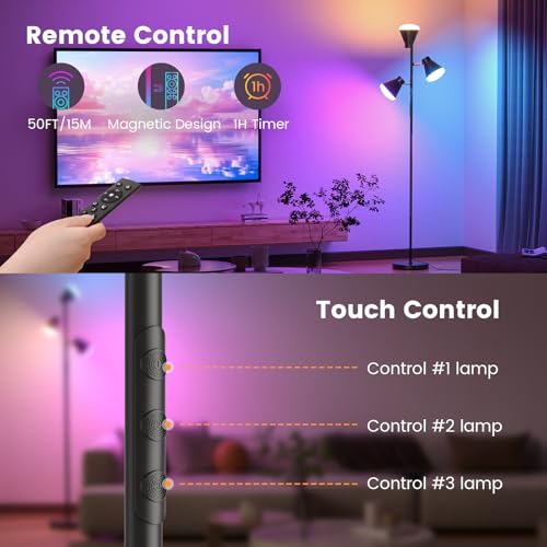 RGB 36W LED Tree Floor Lamp with Remote for Living Room Bedroom