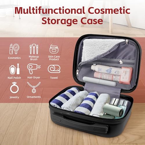 Yoanlayr Black 14-Inch Portable Makeup & Cosmetic Case for Travel