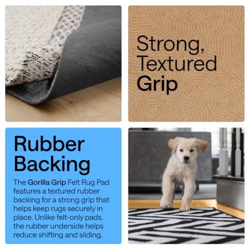 Gorilla Grip Felt Rug Pad 8x10 FT with Rubber Backing - Non Slip Cushion, Thick & Durable