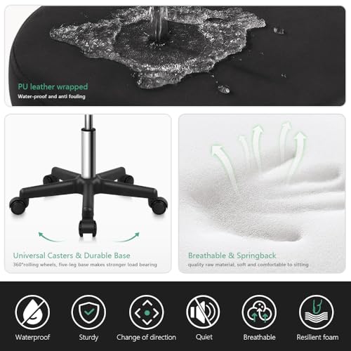 FURWOO Adjustable Rolling Stool for Spa Salon Massage Black