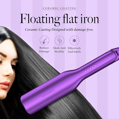 Laurenza 2-Inch Wide Flat Iron Hair Straightener & Curler with 20M Negative Ions - Purple