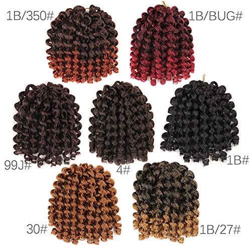 8 Inch Wand Curl Hair Extensions - 5 Packs of Synthetic Crochet Braid - Jamaican Bounce
