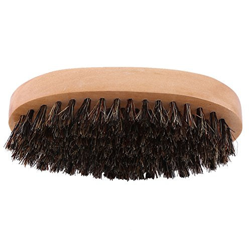 Beard Brush, Men Faux Boar Bristle Wood Handle Military Pocket Mustache Beard Grooming Comb Brush