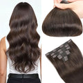 Dark Brown Clip in Hair Extensions - 20 Inch Human Hair, 7PCS, Easy Wear (Variation #2)