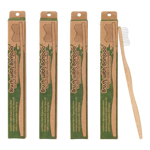 Adult Bamboo Toothbrush with Plant-Based Bristles - 4 Pack