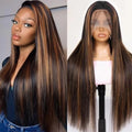 20 Inch Ombre Lace Front Human Hair Wigs - Straight 13x6 180% Density - Highlight 1B/30 Variation