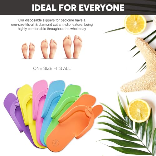60 Pairs Disposable Anti-Slip EVA Slippers for Spa & Nail Salon - Bulk Multi-Color Pack
