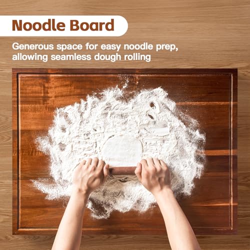 Acacia Wood Stove Top Cover Board with Handles - 30x22 inch Noodle Board, Cutting Board & Sink Cover