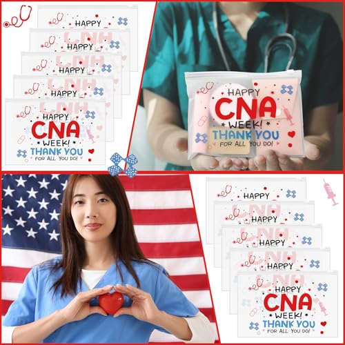 CNA Week Appreciation Gift Bags - 120 Bulk EVA Makeup & Cosmetic Pouches with Zipper - Assistants Week