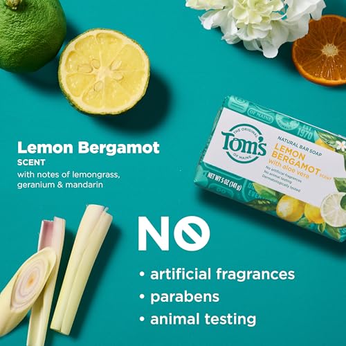 Natural Lemon Bergamot Bar Soap Pack of 4 - Gentle, Paraben-Free