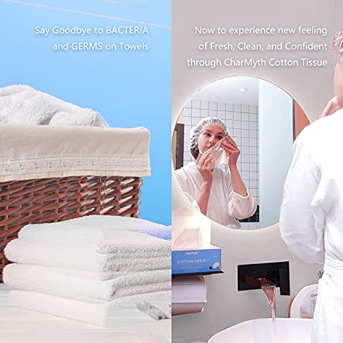 Charmyth Disposable Cotton Face Towels (600 Pack) - Organic, Lint-Free, Sensitive Skin