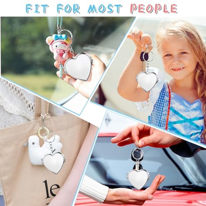 10 Pcs Compact Mirror Portable Metal Folding Mirror with Key Ring for Pockets Bags Wallets Travel Toiletries Gifts - Heart