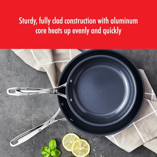 2-Piece Stainless Steel Nonstick Fry Pan Set 8-Inch & 10-Inch with Ceramic Coating