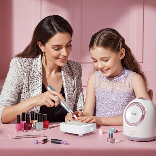 Nail Dust Collector, Cordless Dust Collector Nail Tech, Compact Powerful 6000RPM Nail Vacuum Fan Rechargeable Dust Extractor for Acrylic Gel Polish Manicure Pedicure for Home, White