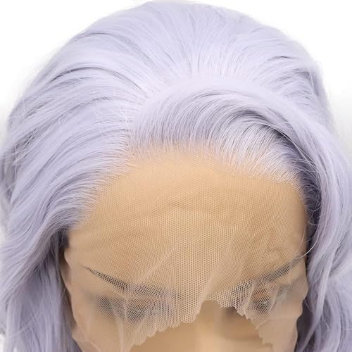 Short Curly Lavender Lace Front Wig 14 Inch Synthetic Heat-Resistant Hair for Women & Drag Queens - Lilac