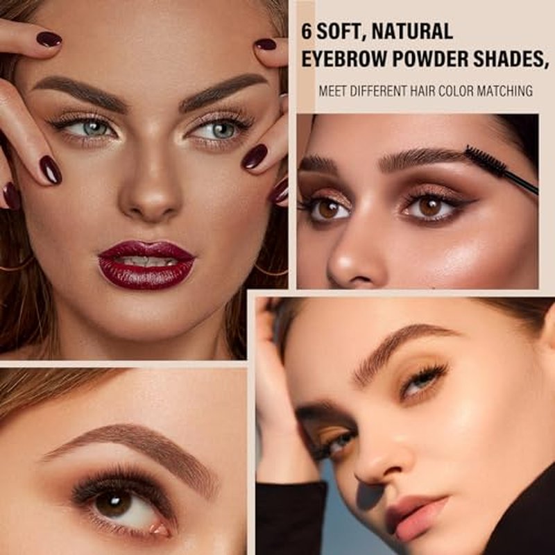 Boobeen Eyebrow Gel, 6-color Eyebrow Makeup Kit with 4 Eyebrow Stencils, 2 Eyebrow Brushes, 1 Eyebrow Pencil and 1 Tweezer, Waterproof Long Lasting Eyebrow Pomade to Define & Shape & Fill Brows