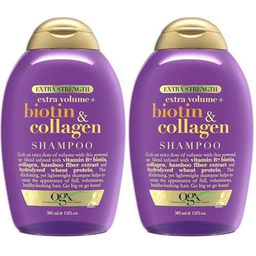 OGX Volumizing Shampoo for Fine Hair | Biotin & Collagen | Extra Strength | Sulfate-Free | 13 Fl Oz, Pack of 2