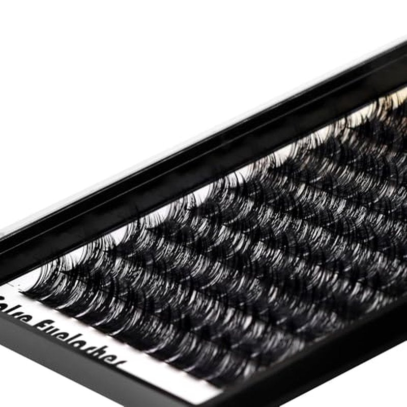 120 Clusters Individual False Eyelashes Wide Stem D Curl Handmade Dramatic Black Soft and Light 5D Volume Eye Lashes Extensions Thick Base Women Girls Beauty Tools (14mm)