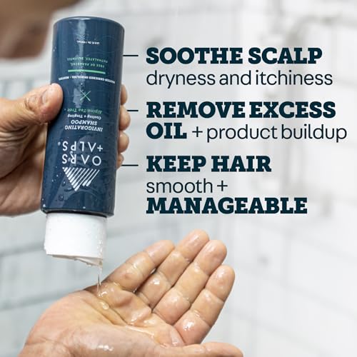 Oars + Alps Men's Sulfate Free Hair Shampoo for Men & Women, Shampoo for Hair Infused with Witch Hazel and Tea Tree Oil, Nourishing & Moisturizing, Paraben & Sulfate Free, Alpine Tea Tree, 13.5oz
