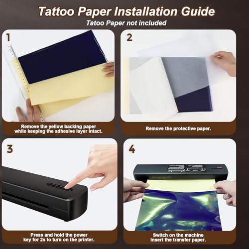 Portable Bluetooth Tattoo Stencil Printer with Thermal Transfer Technology - Black