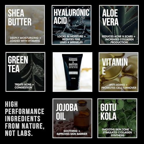 RUGGED & DAPPER Men's Daily Face Moisturizer 4oz Unscented Hydrating Lotion