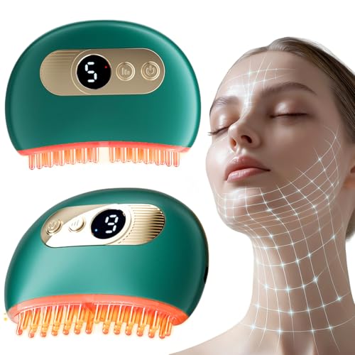 Gua Sha Facial Brush with Microcurrent, Red Light, Heat & Vibration for Sculpting, Double Chin Reduction, Lymphatic Drainage & Skin Rejuvenation