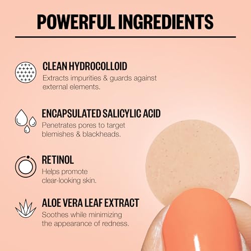 PEACE OUT Acne Healing Dots Hydrocolloid Pimple Patches, Acne Spot Patches with Salicylic Acid, Retinol, and Aloe Vera for Blemishes and Breakouts, 60 Count