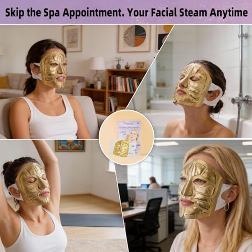 Full Face Steam Mask, Disposable Self-Heating Facial Warm Compress, Gentle Cotton Mask for Deep Pore Cleansing & Skincare Absorption, Portable for Travel, Gifts for Women (10 Pack)
