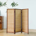 Brown 3-Panel Short Bamboo Room Divider Screen - Freestanding Privacy Partition