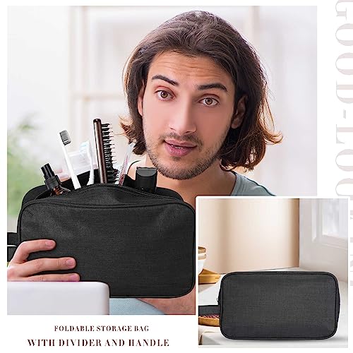 Sweetude 9 Pieces Large Toiletry Bag for Men and Women Black Toiletry Travel Bag Bulk Water Resistant Shaving Organizer with Hanging Handle Divider Foldable Cosmetic Pouch for Cosmetics Accessories