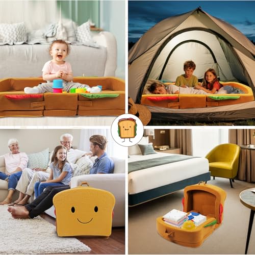 LIFTOZA Toddler Travel Bed Sandwich Style for Kids 2-6, Foldable Portable Cot with Safety Rails, Washable Cover