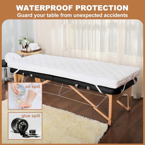 JINGFUD 73" White Lash Bed Topper Set with Gel Memory Foam & Face Rest Cover