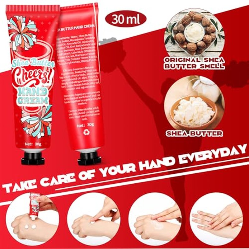 24 Pcs Cheer Team Hand Cream Bulk Small Galentines Valentines Day Gifts for Women Friends Cheerleader Goodie Bag Stuffers Mini Cheerleading Lotion Homecoming Season Party Favors(Red)